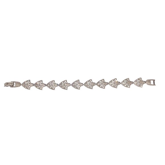 Christian Dior Silver Crystal Rhinestone Logo Filigree ICY BLING Chain Bracelet - Picture 2 of 12